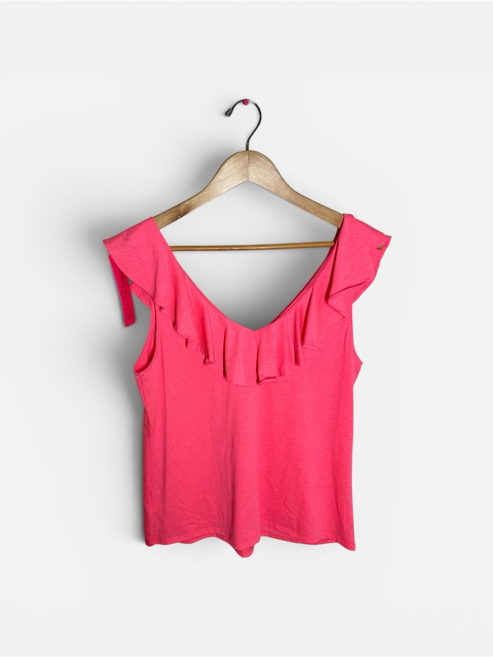 NWT Lilly Pulitzer Alessa Ruffle Women’s Tank Top in Vibrant Hot Pink Sz. L - Picture 2 of 5